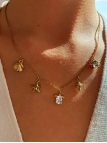 Collier Doré Tendance Breloques Mer et Tortue Cristal en Acier Inoxydable