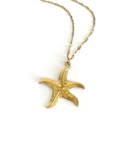 Collier Étoile de Mer Dorée en Acier Inoxydable