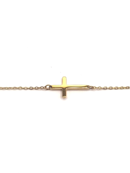 Bracelet Croix Dorée Minimaliste en Acier Inoxydable