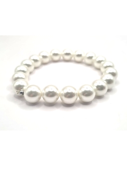 Bracelet Élastique Perles Blanches – Élégance Classique Intemporelle