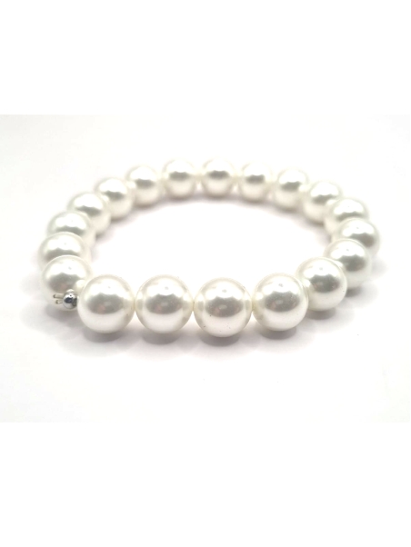 Bracelet Élastique Perles Blanches – Élégance Classique Intemporelle