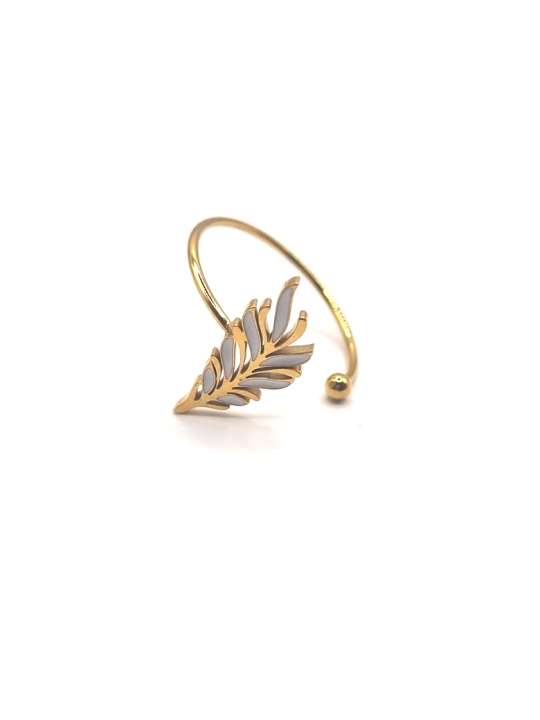 Bague Feuille Dorée Ajustable – Élégance Nature en Acier Inoxydable