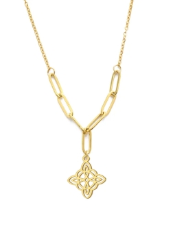 Collier Maillons Dorés & Rosace Celtique – Élégance Bohème en Acier Inoxydable