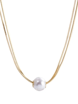 Collier Perle Unique sur Double Chaîne Dorée – Élégance Intemporelle