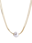 Collier Perle Unique sur Double Chaîne Dorée – Élégance Intemporelle