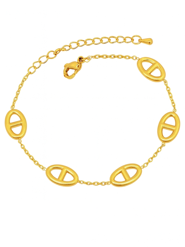 Bracelet Maillons Ovales – Élégance Graphique en Acier Doré