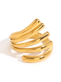 Bague Dorée Multibrins – Élégance Sculpturale en Acier Inoxydable