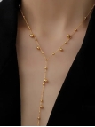Collier Long Goutte Doré à Perles – Élégance Minimaliste en Acier Inoxydable