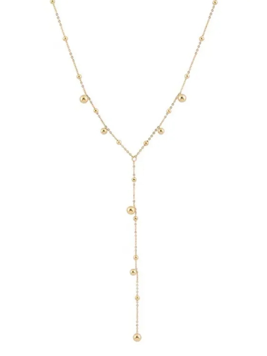 Collier Long Goutte Doré à Perles – Élégance Minimaliste en Acier Inoxydable