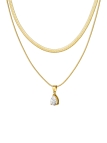 Collier Double Rang Doré & Pendentif Goutte – Élégance Intemporelle en Acier Inoxydable