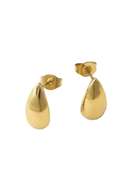 Boucles d’Oreilles Goutte Dorée – Élégance Minimaliste en Acier Inoxydable