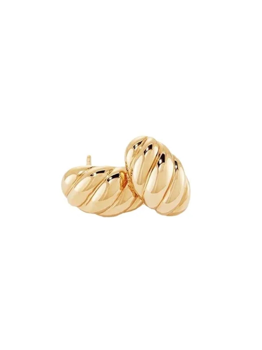 Boucles d’Oreilles Torsadées Dorées – Élégance Sculptée en Acier Inoxydable
