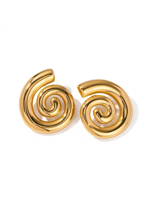Boucles d’Oreilles Spirales Dorées – Audace Sculptée en Acier Inoxydable