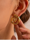 Boucles d’Oreilles Spirales Dorées – Audace Sculptée en Acier Inoxydable