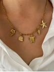 Collier Charms Doré – Trésors Marins & Chaîne Maille Rectangle