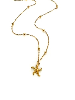 Collier Étoile de Mer Dorée – Chaîne Perlée Raffinée