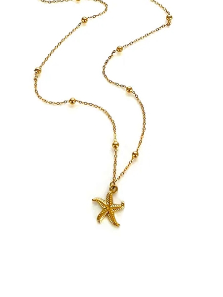 Collier Étoile de Mer Dorée – Chaîne Perlée Raffinée