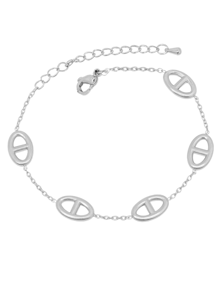 Bracelet Maillons Marin Argenté en Acier Inoxydable – Élégance Minimaliste