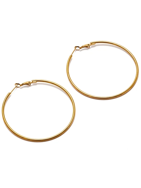 Boucles d'Oreilles en Acier Inoxydable Doré Créoles 60mm – Élégance et Statement Moderne