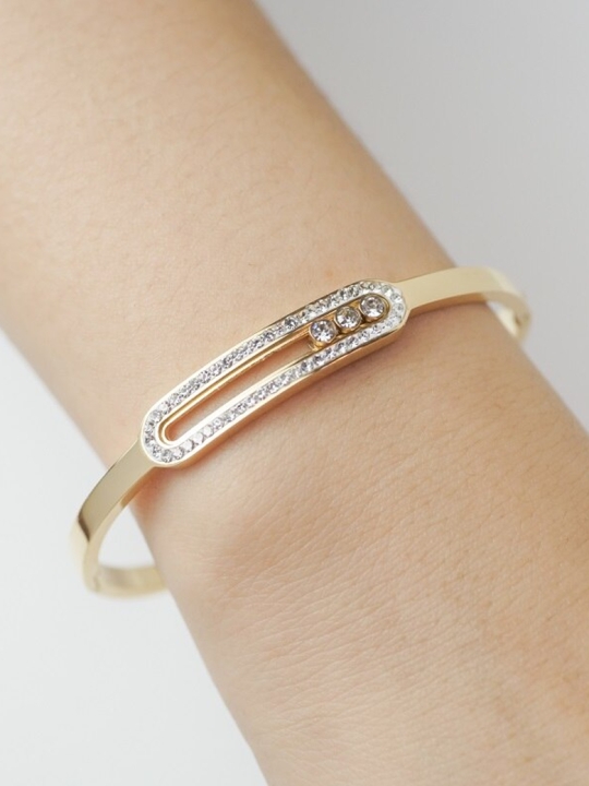 Bracelet Fin Doré & Strass – Design Épuré avec Détail Moderne