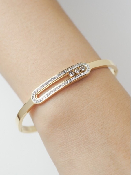 Bracelet Fin Doré & Strass – Design Épuré avec Détail Moderne