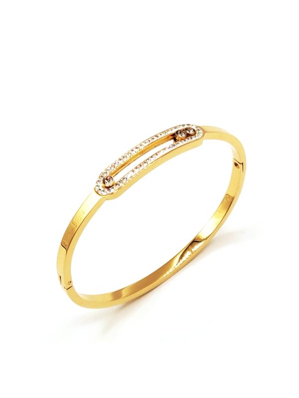 Bracelet Fin Doré & Strass – Design Épuré avec Détail Moderne