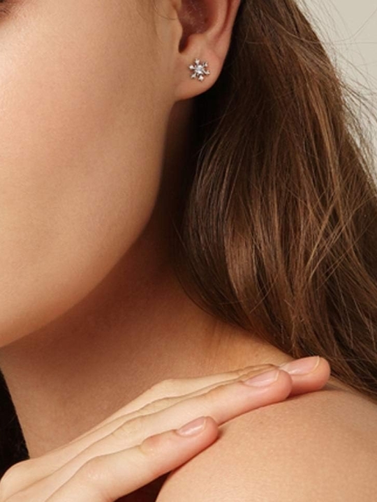 Boucles d’Oreilles Flocon & Zircon – Argent 925