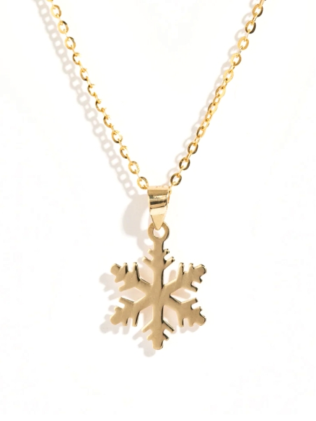 Collier Flocon Doré – Acier inoxydable doré