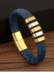 Bracelet homme bleu tressé & acier inoxydable – Look sport chic 20 cm