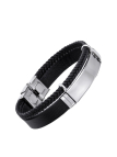 Bracelet homme noir tressé & acier inoxydable argenté – Élégance sobre 20 cm