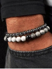 Bracelet Homme Double Rang – Perles Hématite, Howlite & Onyx