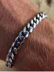 Bracelet Homme Chaîne Gourmette Argentée en Acier Inoxydable – 18,5 + 5 cm