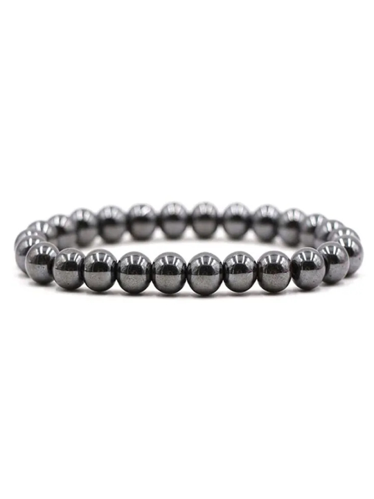 Bracelet Élastique Homme Perles Métal Noir Graphite – Look Minimaliste