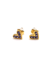Boucles d’Oreilles Cœurs Dorés avec Cristaux Violets – Charme & Douceur Étincelante