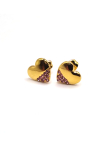 Boucles d’Oreilles Cœurs Dorés avec Strass Roses – Tendresse & Éclat Féminin
