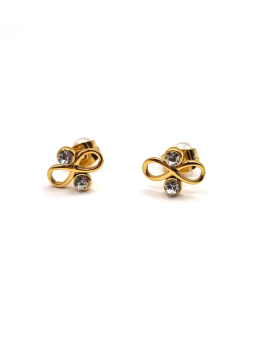 Boucles d’Oreilles Dorées Infini & Strass – Éclat Éternel et Raffinement