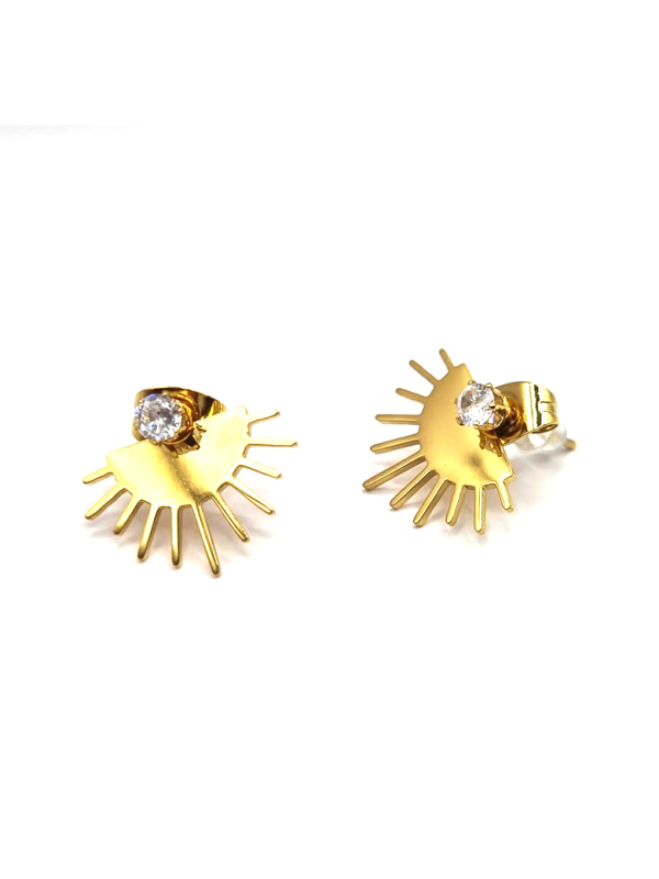 Boucles d’Oreilles Soleil Doré avec Cristal – Éclat Lumineux et Style Rayonnant