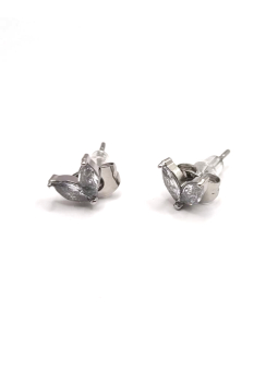 Boucles d’Oreilles Argentées Feuilles Zircon – Élégance Naturelle en Acier Inoxydable