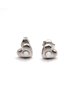 Boucles d’Oreilles Cœur Argenté & Perle Blanche – Tendresse Intemporelle en Acier Inoxydable