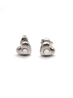Boucles d’Oreilles Cœur Argenté & Perle Blanche – Tendresse Intemporelle en Acier Inoxydable