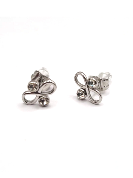 Boucles d’Oreilles Infini Argenté avec Cristaux – Symbole d’Éternité en Acier Inoxydable