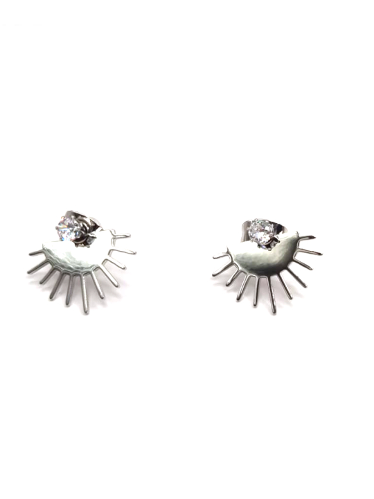 Boucles d’Oreilles Soleil Argenté avec Zircon – Rayonnez Chaque Jour