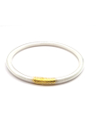 Bracelet Jonc Bouddhiste Blanc et Doré – Style Épuré et Spirituel