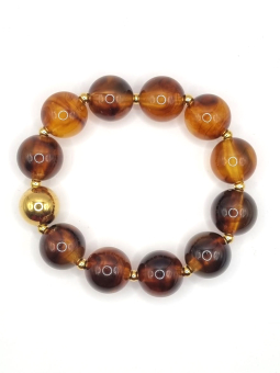 Bracelet Perles Ambrées et Dorées 15 mm – Élégance & Caractère