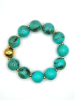 Bracelet Perles Turquoises 15 mm avec Perle Dorée – Fraîcheur & Raffinement