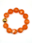 Bracelet Perles Orange Marbrées 15 mm avec Perle Dorée – Énergie & Bonne Humeur