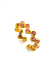 Bague Dorée en Acier Inoxydable avec Strass Roses – Design Ouvert et Moderne