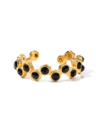 Bague Cercles Cristaux Noirs – Doré en Acier Inoxydable