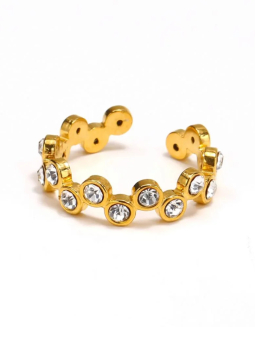 Bague Cercles Cristaux Clairs – Doré en Acier Inoxydable