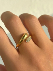 Bague Ouverte Cristaux Pavés – Plaqué or 18k